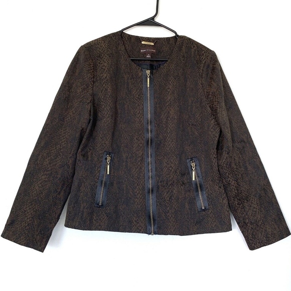 Dana Buchman Jackets & Blazers - Dana Buchman Brown Snake Print Zippered Jacket